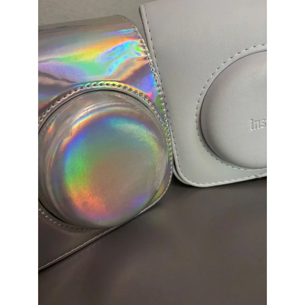 Fujifilm‎ Instax Mini Camera Film and Case Bundle White Holographic Silver